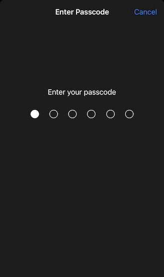 Enter your iPhone passcode.
