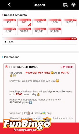 Enter the deposit amount or select the amount suggested by the system.