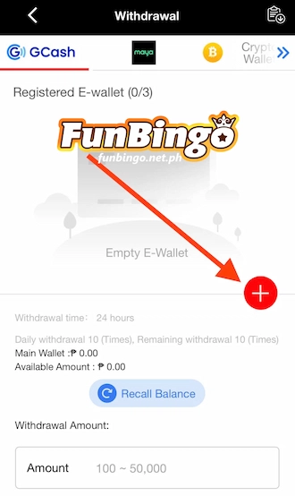 Choose an e-wallet to withdraw money.